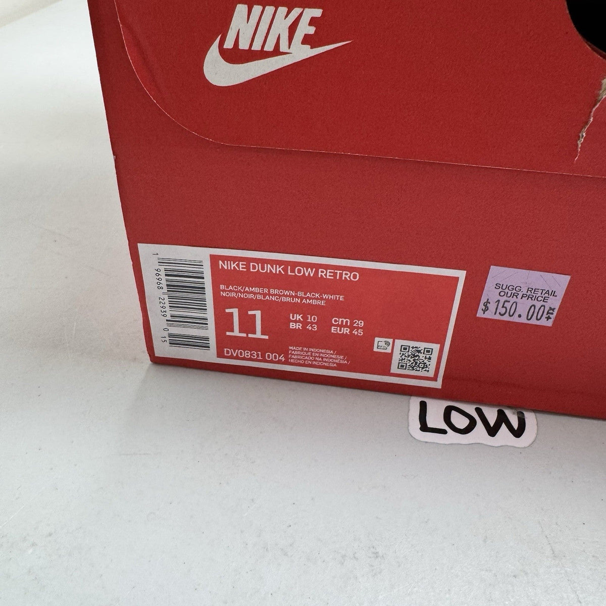 Nike Dunk Low Retro Black Amber Brown (USED)